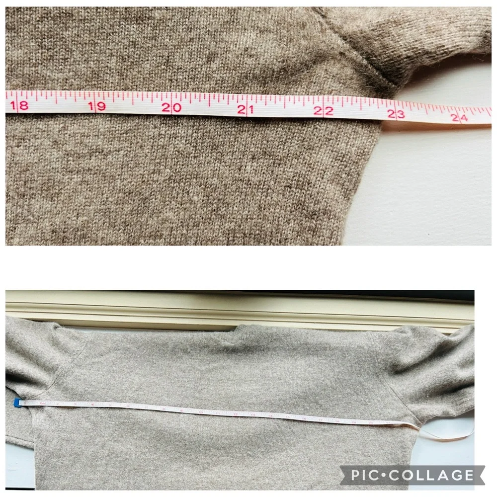 Black Brown 1826 100% Cashmere V-Neck Beige Marled Sweater Large
